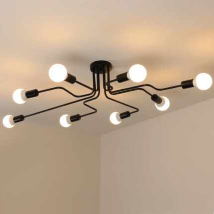 Candelabru modern Vintage, Toolight, Fier, E27, Negru
