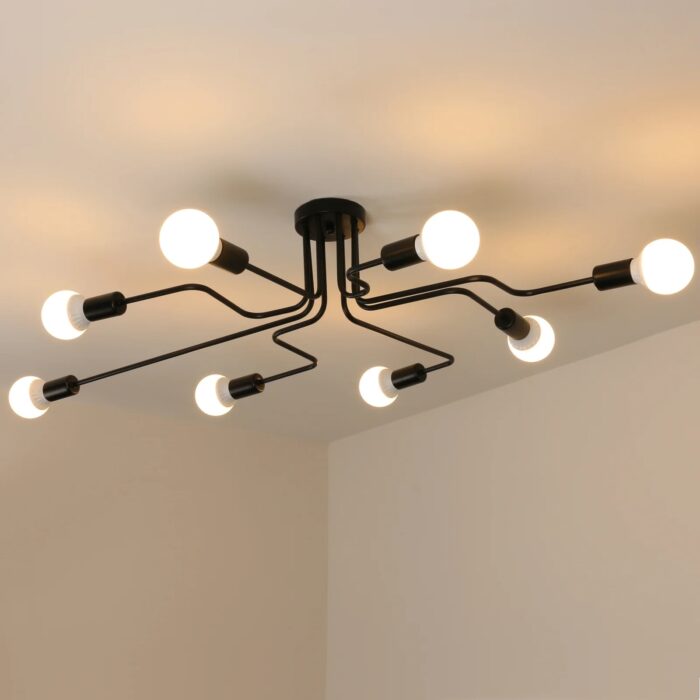 Candelabru modern Vintage, Toolight, Fier, E27, Negru