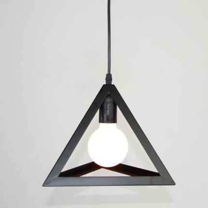 Lampa Suspendata, Mckalen, Abajur Din Metal Triunghi Industrial Vintage Pentru BucaTaRie, Dormitor, Camera, Living, Exterior