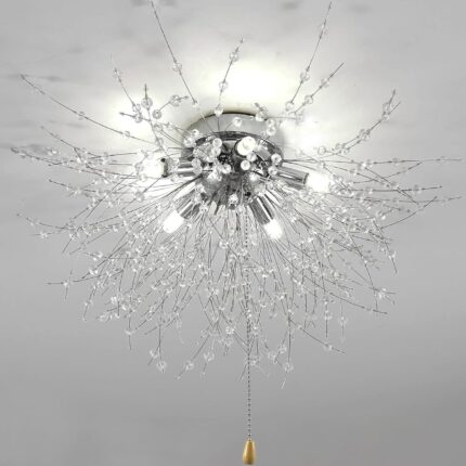 Plafoniera Din Cristal, Goeco, Reglabila 3000k-6500k, 90 X 50 X 9 Cm (Inclusiv Bec)
