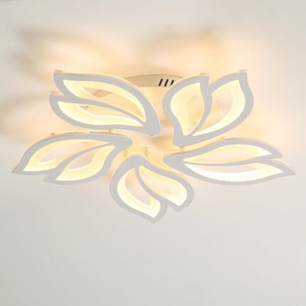 Plafonier Led, Modern Din Acrilic In Forma De Petale, Goeco, 65w, 6500lm, 3000k, Alb