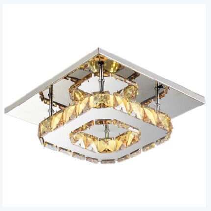 Candelabru modern Square Crystal, Toolight, Otel/Cristal, 2G11, 10 W, Argintiu