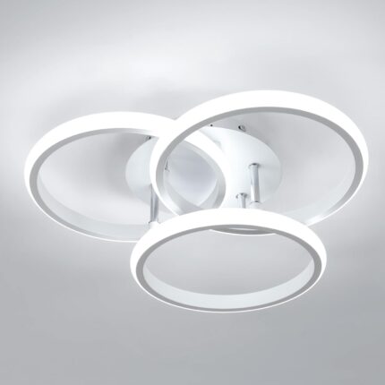 Candelabru LED 3 Circle, Goeco, Aluminiu, 40 W, 40 x 40 x 11.5 cm, Alb, 6500K