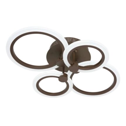 Lustra LED Rondo SLC Selino Concept 2+2 Coffee cu Aplicatie Telefon, Telecomanda, lumina calda/ neutra/ rece si Intensitate reglabila, clasa energetica G