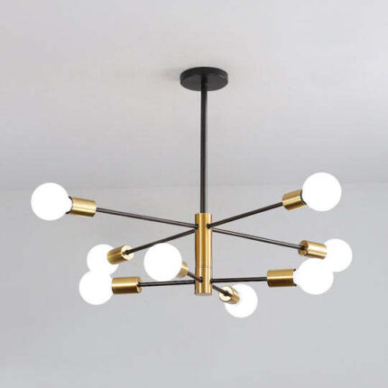 Candelabru Magic Beans, Goeco, 60W, 220V, Suportul Se Roteste la 360°, 8 capete E27 Pentru Diverse Becuri, Auriu