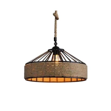 Lustra Vintage cu Metal negru si Sfoara, diametru 30cm, 1 soclu E27 ZenLED®