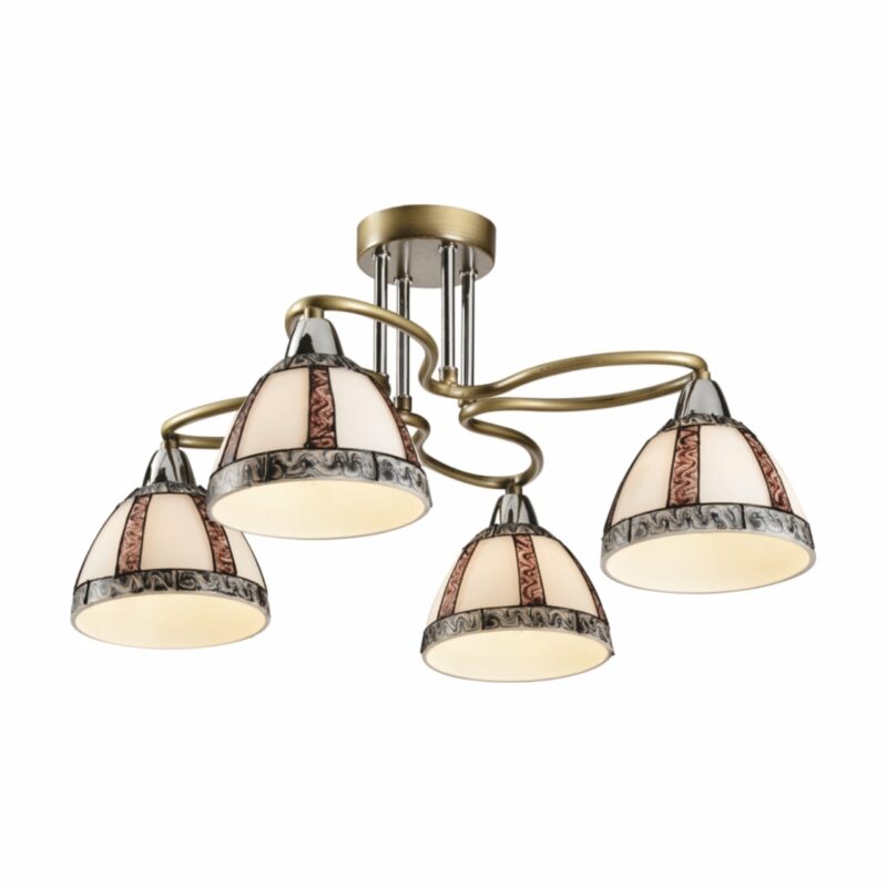 Candelabru Echo 4, 4 becuri, dulie E27, bronz+crom, Klausen