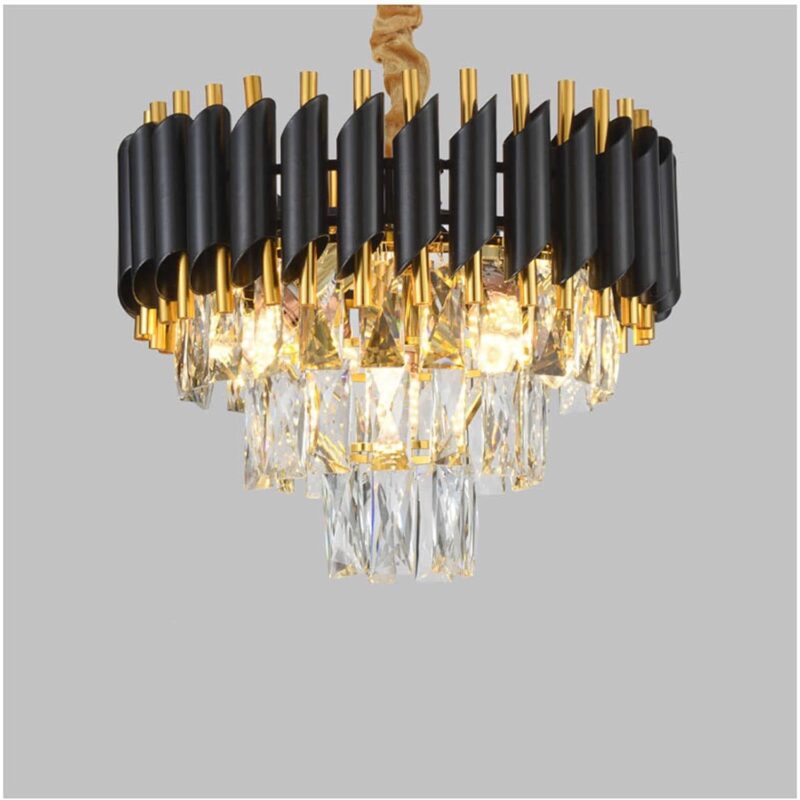 Candelabru De Cristal De Lux, Toolight, E14, Inaltime Reglabila, Metal, Rotund, Fara Sursa De Lumina, Negru