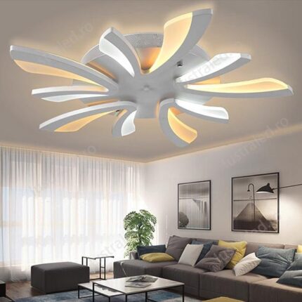 Lustra led model deosebit alb ,silm led inclus, Telecomanda lumina dimabila 8836/5