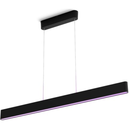 Lustra LED RGB inteligenta Philips Hue Ensis, Bluetooth, 79W (175W), 5500 lm, lumina alba si colorata, 129.8 cm, Metal, Negru, clasa energetica G