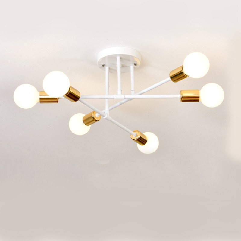 Candelabru modern Nordic, Toolight, Fier, E27, Alb/Auriu