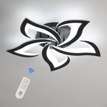 Plafoniera din acril cu telecomanda, Plafoniera cu 5 capete coada de randunica, 220V, 40W, 3500 lumeni, 66X66X8cm, Intensitate reglabila, Culoare calda, Culoare neutra, Culoare rece