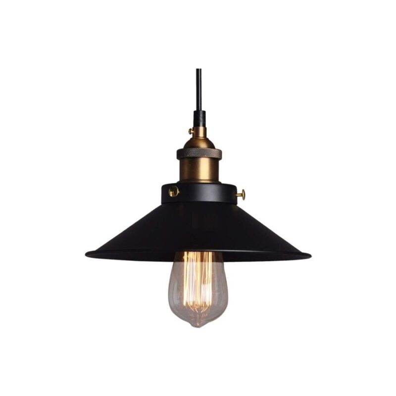 Lampa stil pendul, Goeco Edison Culot, Metal, E27, Design vintage, Negru mat