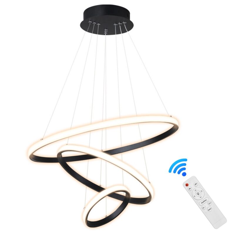 Candelabru Circular, SDLOGAL, Cu Telecomanda, 60w, Diametru 20/40/60 cm, Lumina calda/neutra/ alba Reglabil, Negru