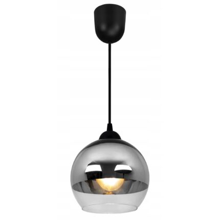 Pendul modern, Light Home, Bergen, Metal/Sticla, LED, 90cm, E27, Negru/Crom