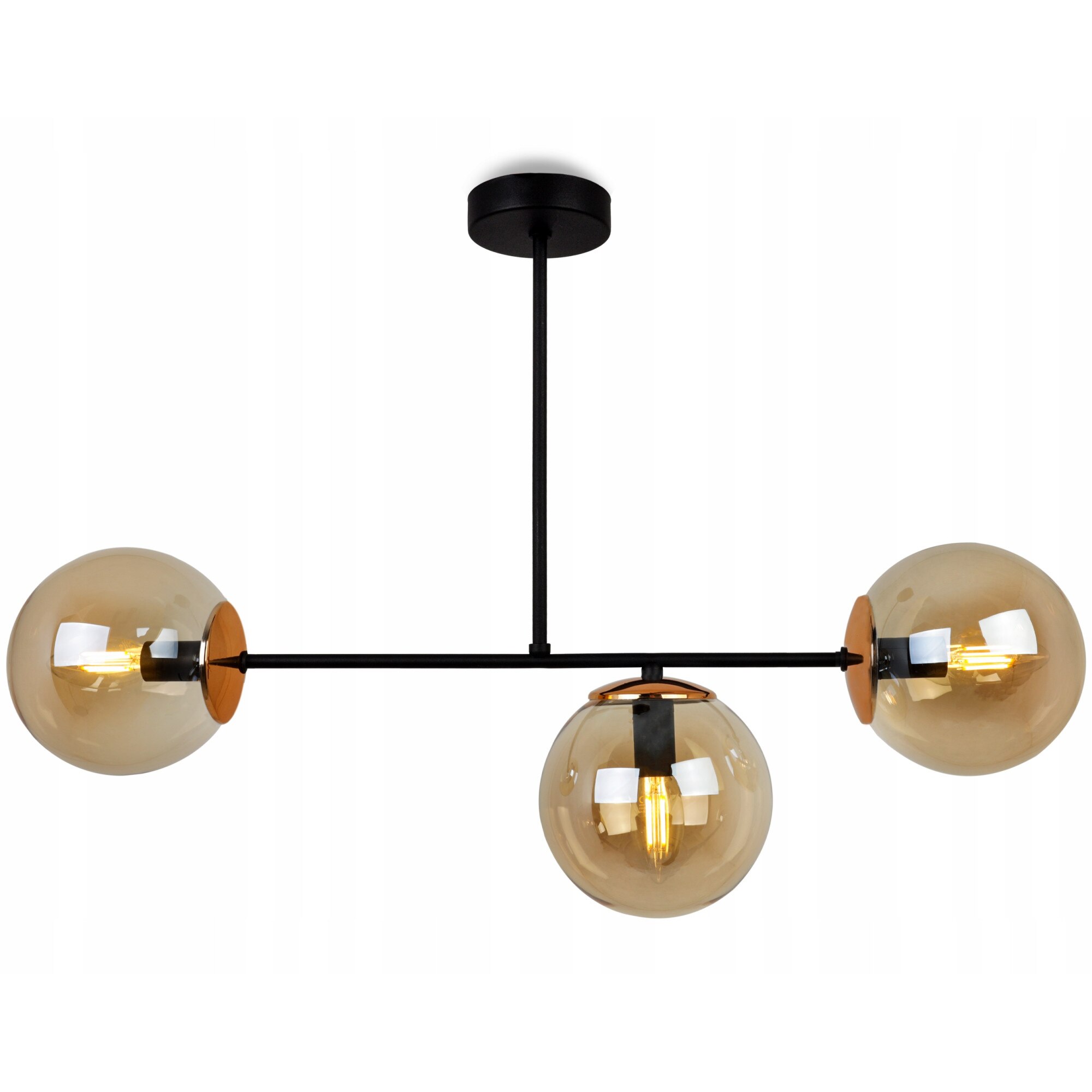 res_3701667e9845e2a805778fb40547d3cf Lustra moderna, Light Home, Tuloza, 3xE14, Metal/Sticla, Negru/Miere