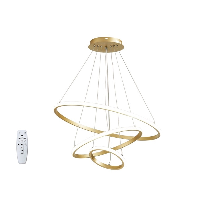 Candelabru Circular, Goeco, Aluminiu, 220v, 40w, Diametru 20/40/60 cm, 6500k/4000k/3000k, Reglabil La Infinit Cu Telecomanda, Auriu