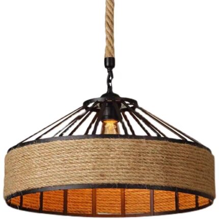 Plafoniera, Fier/Funie, 30 cm, E27, Bej/Negru