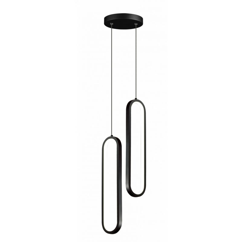 Lampa Pendul LED, Toolight, 30W, 3375lm, Negru, Design Geometric Minimalist, Potrivita pentru Sala de Mese, Sufragerie, Dormitor, Bucatarie, Living