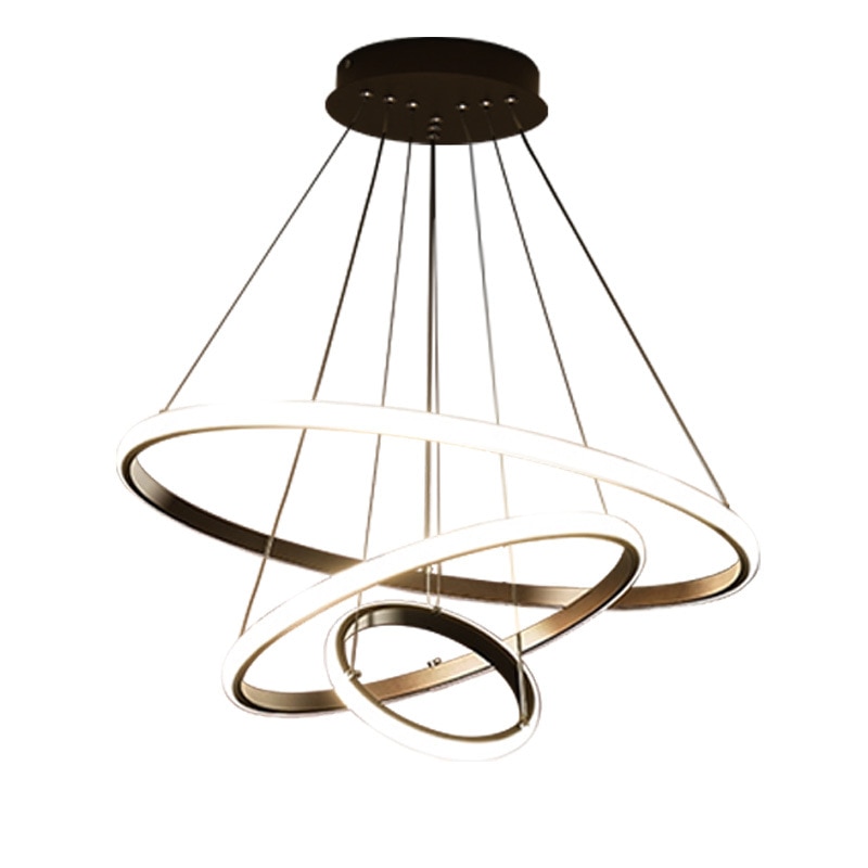 Candelabru Circular, Goeco, Aluminiu, 220v, 76w, Diametru 20/40/60 cm, 6500k/4000k/3000k, Lumina Variabila, Negru