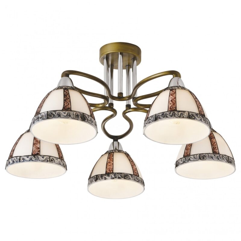 Candelabru Echo 5, 5 becuri, dulie E27, bronz+crom, Klausen