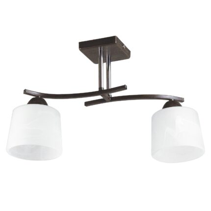 Lustra plafon Osaka, 2x E27 x 60w, wenge+crom, abajur alb