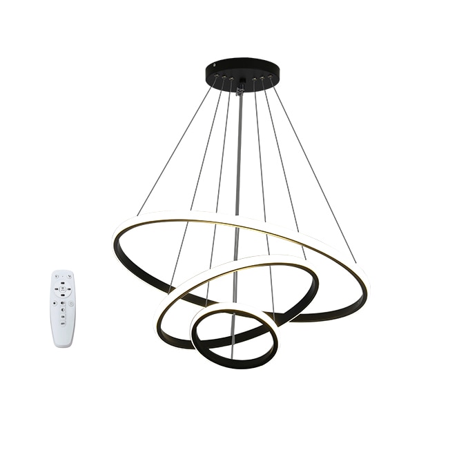Candelabru Circular, Goeco, Aluminiu, 220v, 40w, Diametru 20/40/60 cm, 6500k/4000k/3000k, Reglabil La Infinit Cu Telecomanda, Negru
