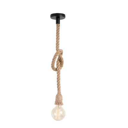 Pendul funie vintage 1 soclu E27 maxim 60w, abajur negru metalic ZenLED®