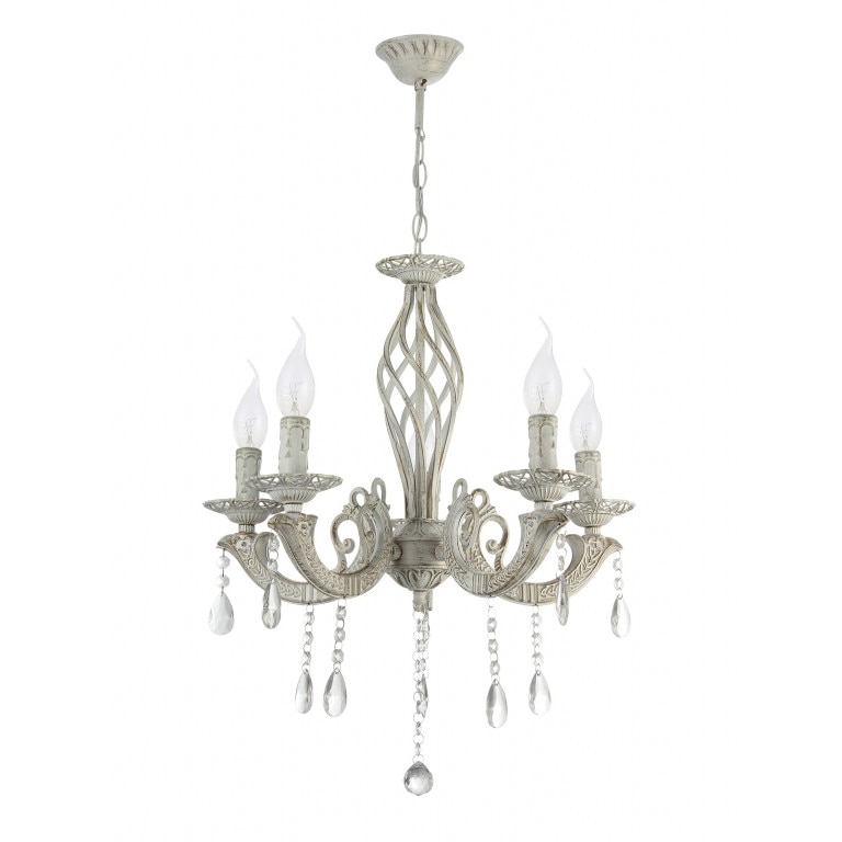 Candelabru Pandora 5 becuri, alb antique