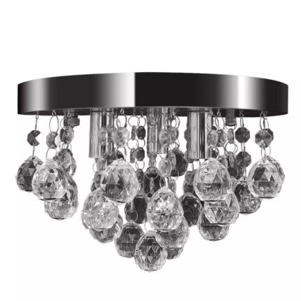 Candelabru cu margele tip cristal, vidaXL, Metal cromat, 3 x G9, 25 cm, 50 Hz, Transparent