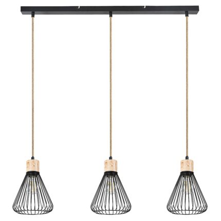 Pendul Rabalux Farfalle 3149, E27, 3xMAX 40W, IP20, 120x18cm, Metal/Lemn, Negru