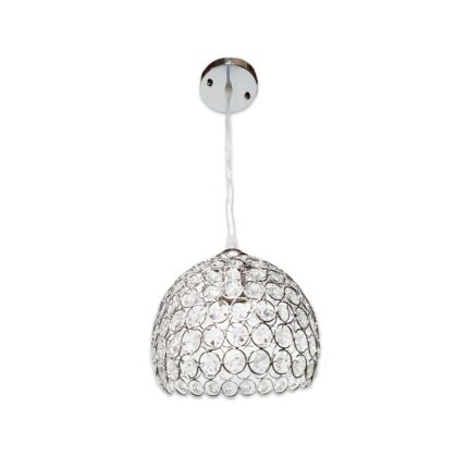Lustra Julia 6130 argintiu, cristal, schelet inox, inaltime ajustabila 30-80 cm, dulie e27 ceramica, diametru 22cm