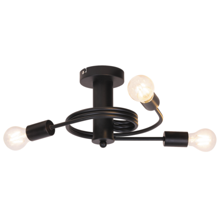 Plafoniera Rabalux Carly, E27, 3x15W, metal, Negru mat