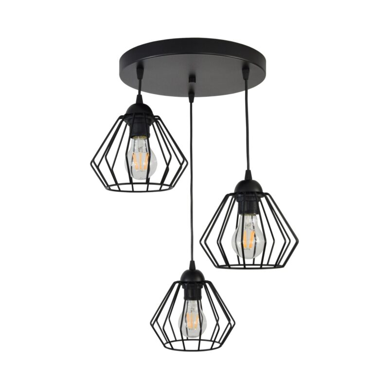 Corp de iluminat suspendat ADVITI Waya AD-LD-6264BE27M, E27, 3 x 60W, negru