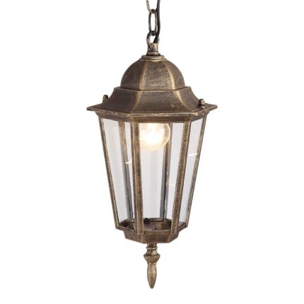 Pendul de exterior, 1 x E27, IP44, design clasic, finisaj auriu antichizat