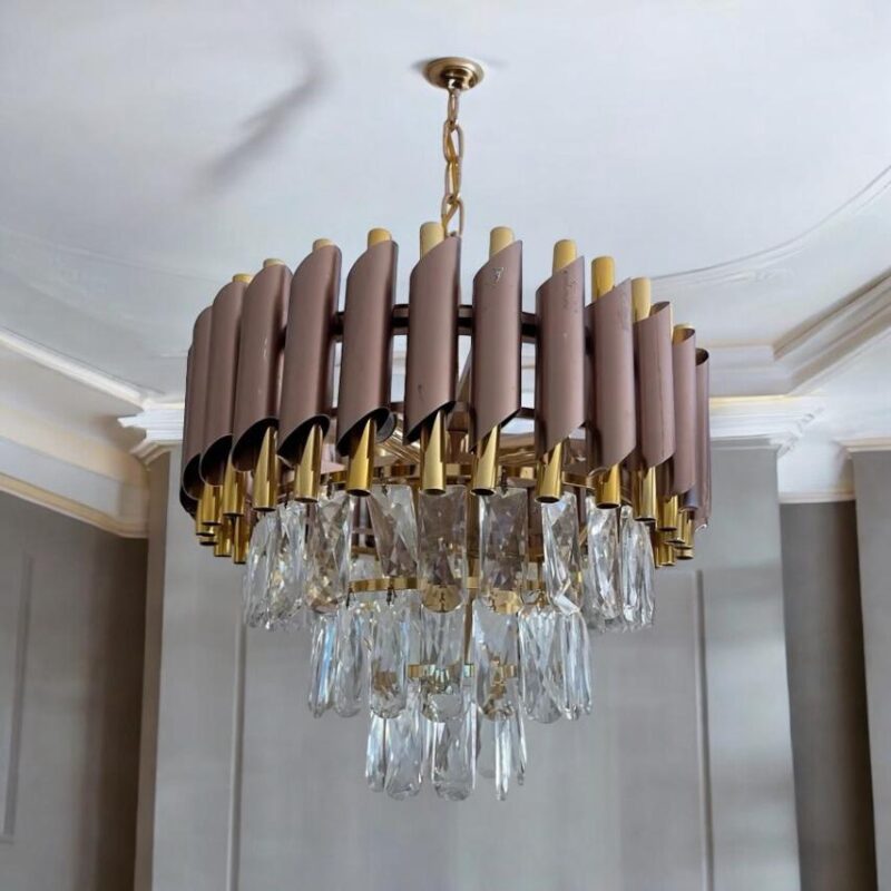 Candelabru Ø40 cm, maro bronz - auriu, E14, AVI-4377