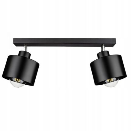 Plafoniera cu articulatie cromata si abajur metalic negru 2x60W