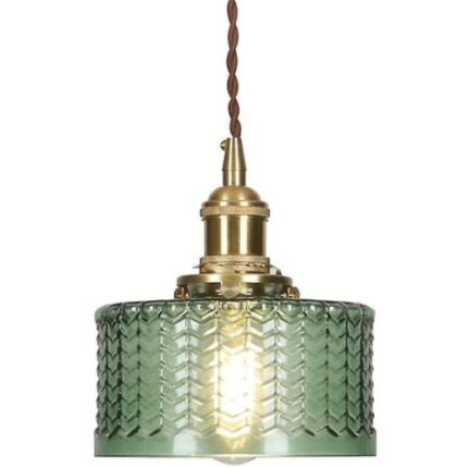 Candelabru retro, Sticla, Verde, 15x16cm