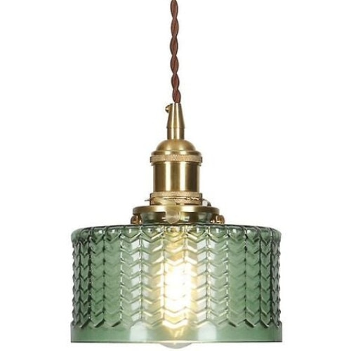 Candelabru retro, Sticla, Verde, 15x16cm