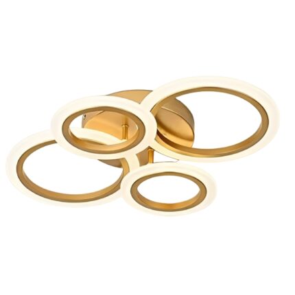 Lustra LED 84W Gold 4 Cercuri cu Telecomanda wifi 2.4G lumina rece/calda/neutra intensitate reglabila