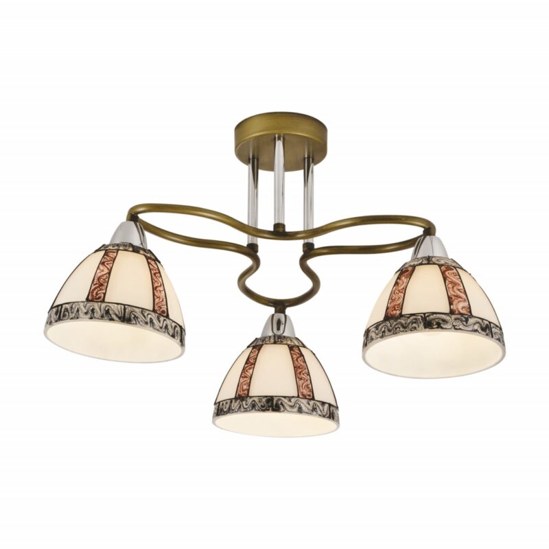 Candelabru Echo 3, 3 becuri, dulie E27, bronz+crom, Klausen