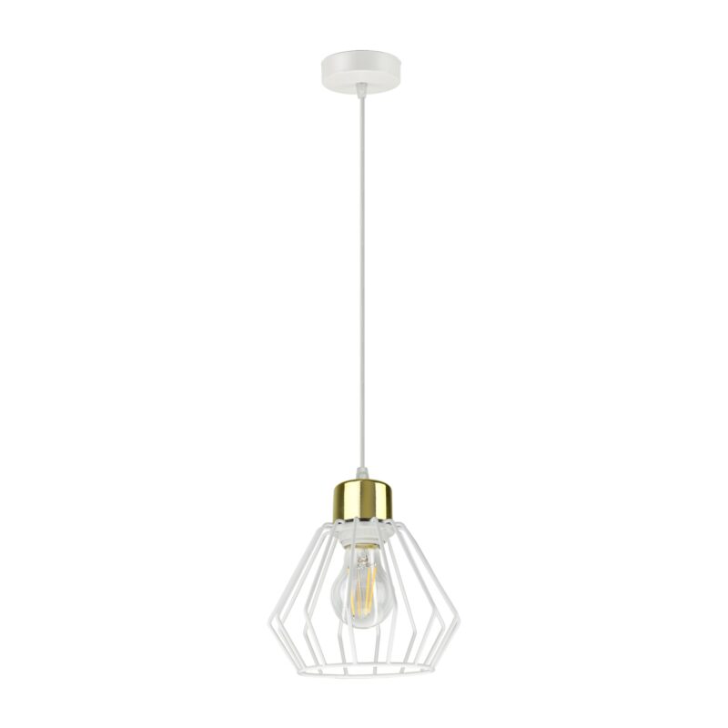 Corp de iluminat suspendat ADVITI Waya AD-LD-6345WE27M, E27, 60W, alb/auriu