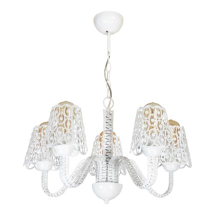 Lampa suspendata, lux.pro, PXTA-8042 Larkhall, 5 x E27, max 60W, 65 x 60 x 60 cm, metal, alb