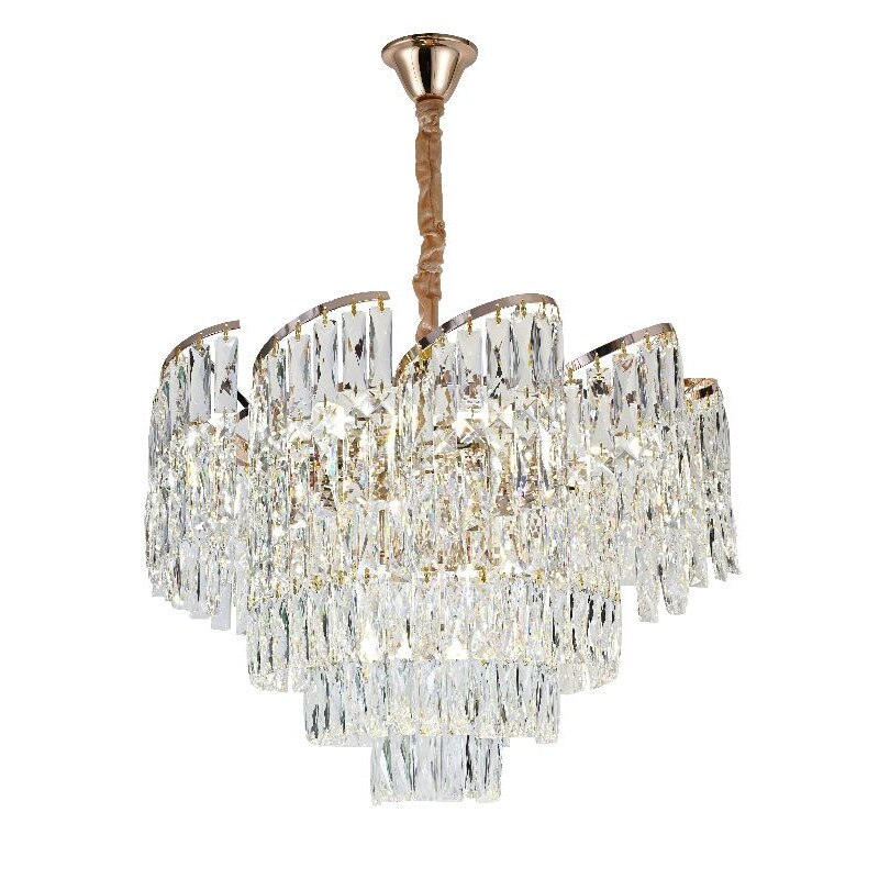Candelabru RFAN, Model RF382/500, Textura Cristal, Metal, 8 X E14, Auriu