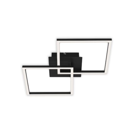 Lustra LED integrat Briloner Leuchen Frame, 24W, 1800 lumeni, lumina calda (3000K), dimmabil in trepte cu functie de memorie, 62x36.8x7.3 cm, Negru
