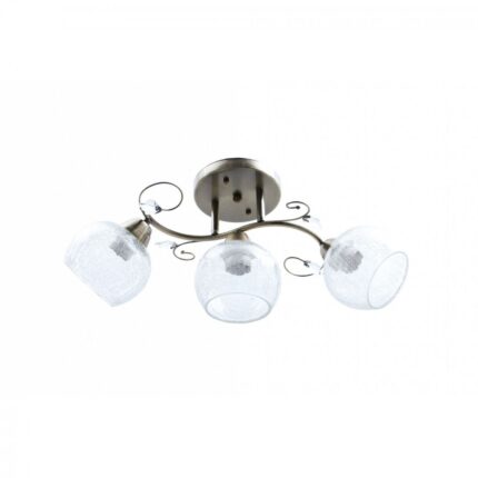 Lustra Crush cu 3 surse de iluminare, 3 x E27, Alb transparent + Bronz
