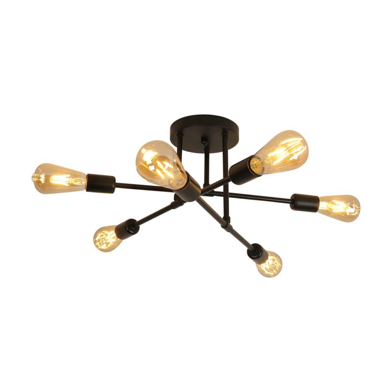 Candelabru Asiran Flower, Goeco, Negru, 6 Brate, 40 W, 70 CM