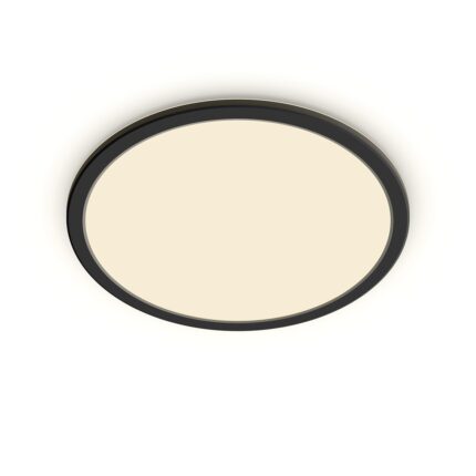Plafoniera LED Philips Superslim CL550, intensitate luminoasa reglabila, 15W, 1300 lm, lumina calda (2700K), IP44, 25cm, Negru, clasa energetica E