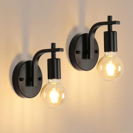 Set 2 Lampi De Perete in Forma De U, Toolight, 15*12*17 cm, Soclu E27, Sursa De Lumina Neinclusa, Negru