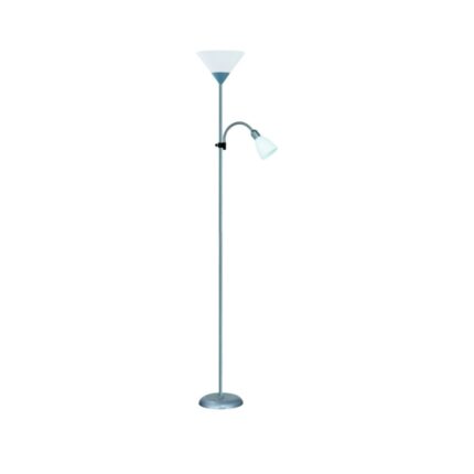 Lampadar 2 Becuri, 1xE27 si 1xE14, 60 W, Argintiu, Zamo Basic, 177cm